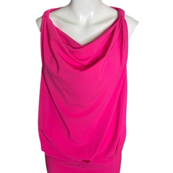 Rachel Rachel Roy Hot Pink Sleeveless Dress Draped Neck Size S - Picture 2 of 9